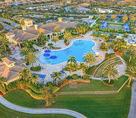 Pool and surrounding houses at Del Webb Naples
