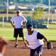 2 players playing softball in Ave Maria Florida