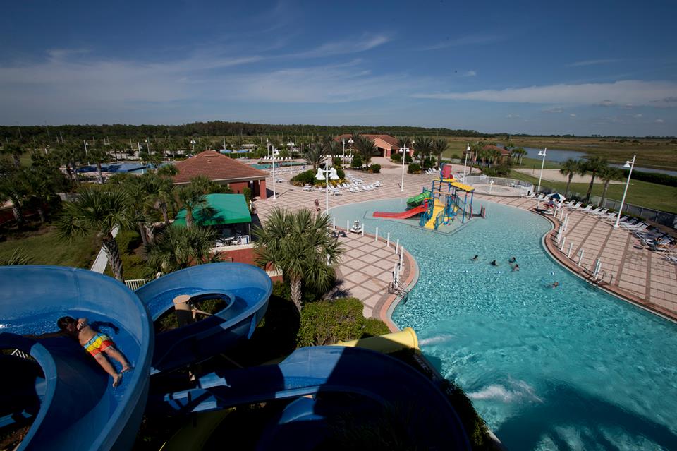 Ave Maria Water Park Aerial View of pool and slides