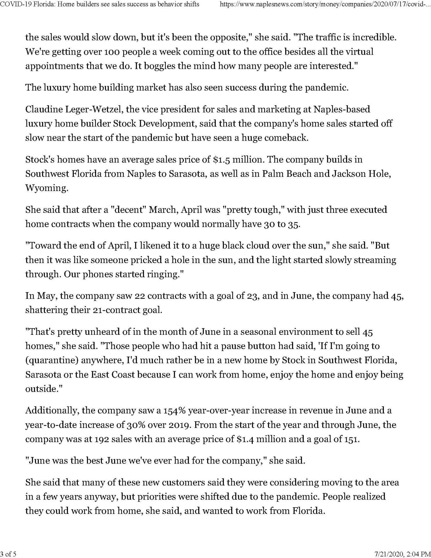 Naples Daily News Article, CC Homes, Maple Ridge at Ave Maria, Florida