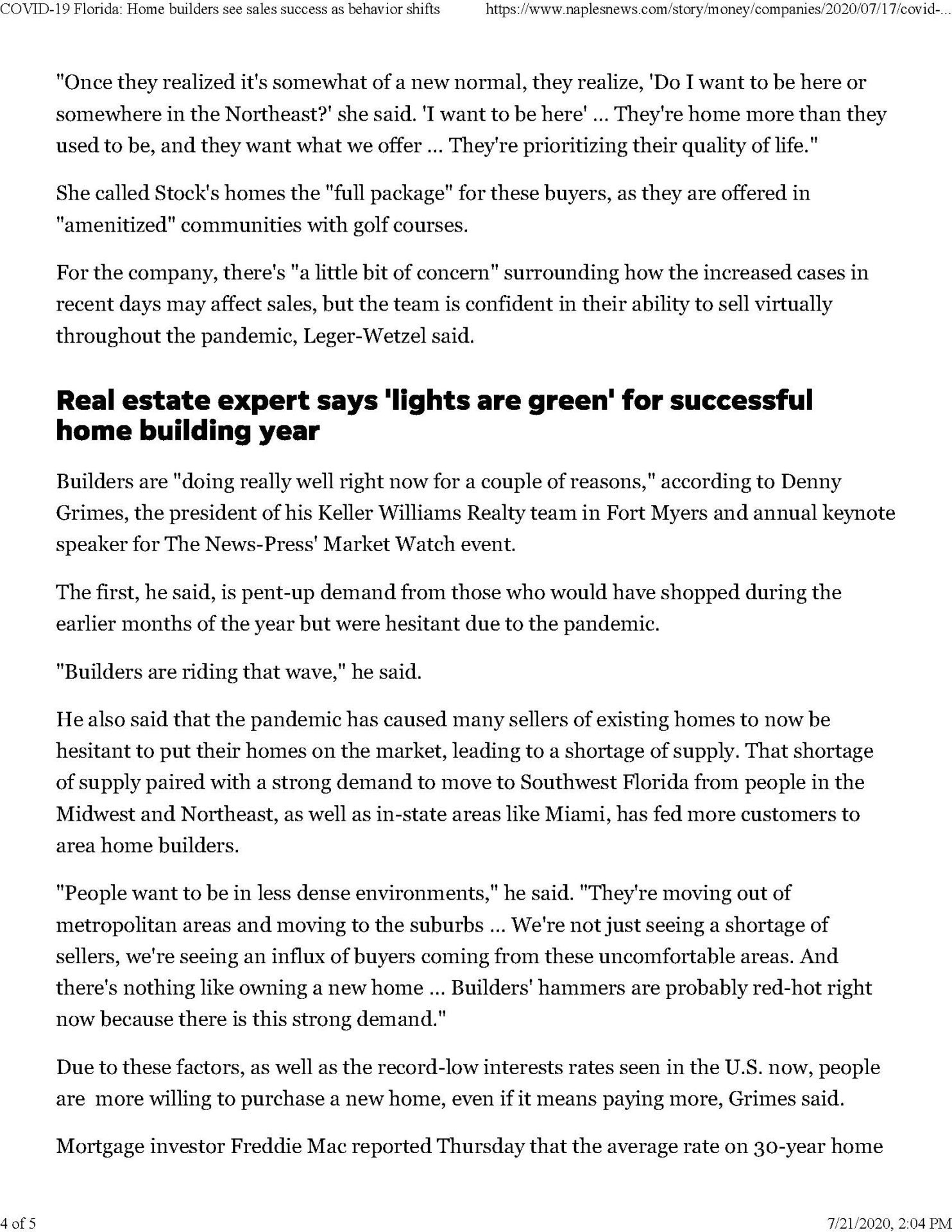 Naples Daily News Article, CC Homes, Maple Ridge at Ave Maria, Florida
