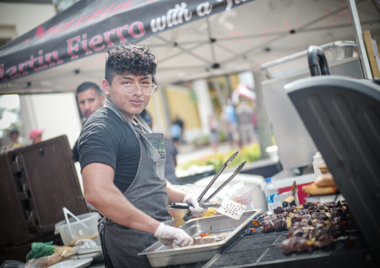 Person grilling food