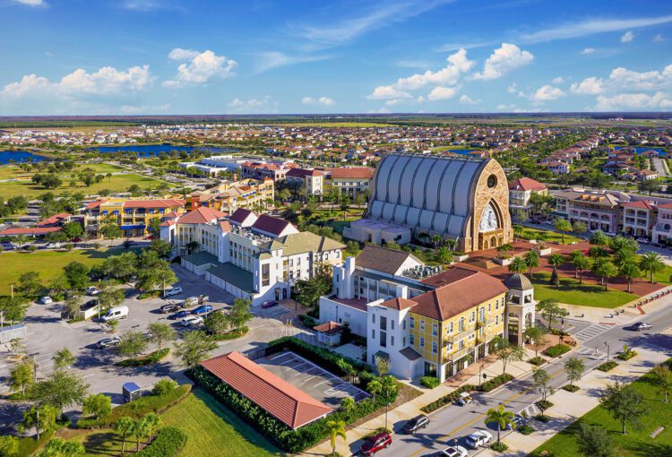 Aerial view of Ave Maria Town Center