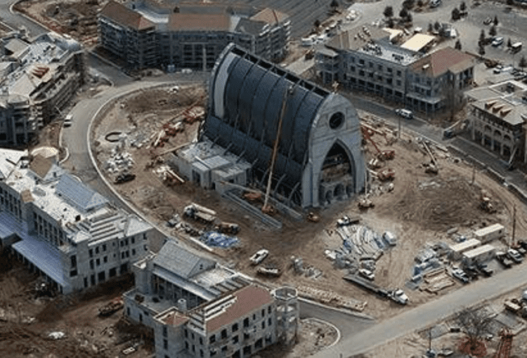 Aerial captures initial construction phase of Ave Maria Town Center