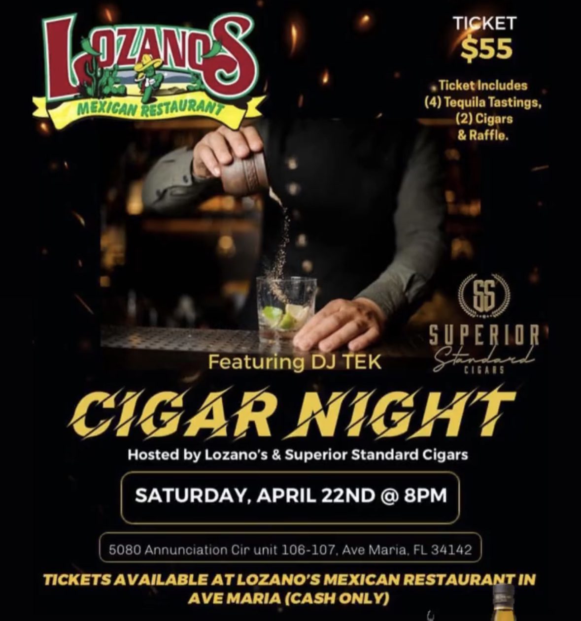 Lozano's Mexican Restaurant Cigar Night Flyer