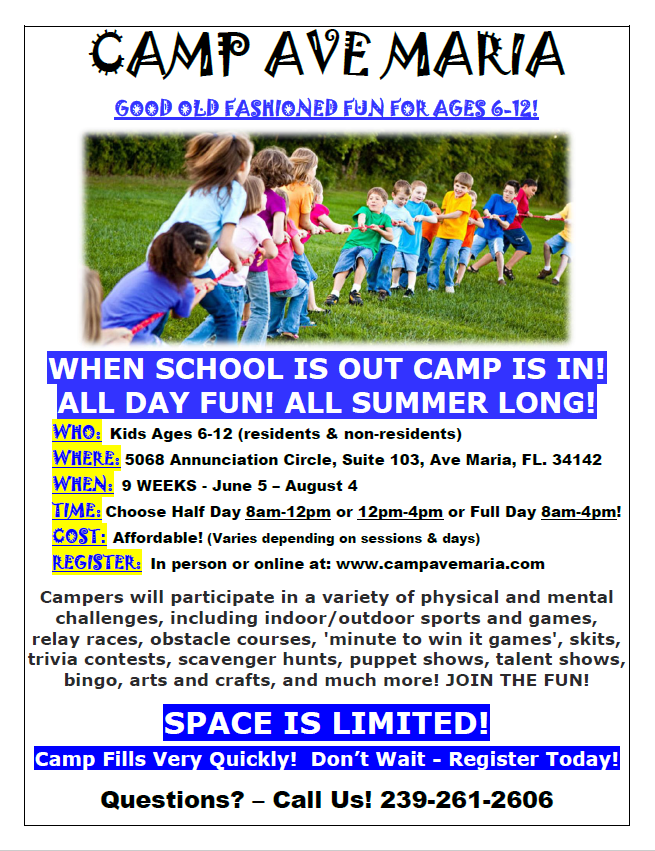 Camp Ave Maria 2023 Flyer
