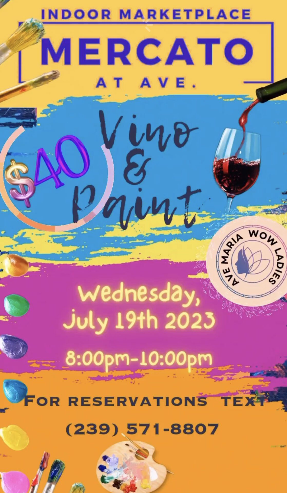 Mercato at Ave Vino & Paint Event Flyer