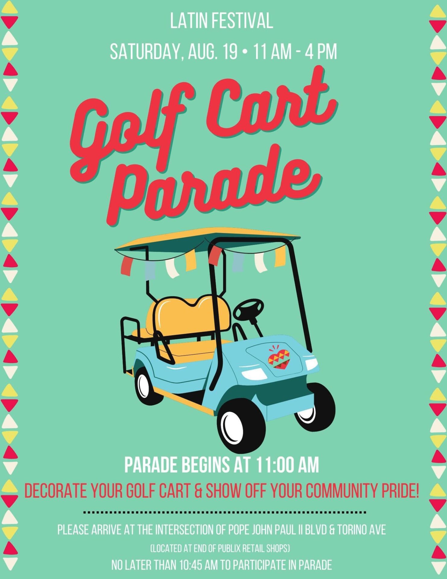 Latin Festival Golf Cart Parade 2023 Flyer