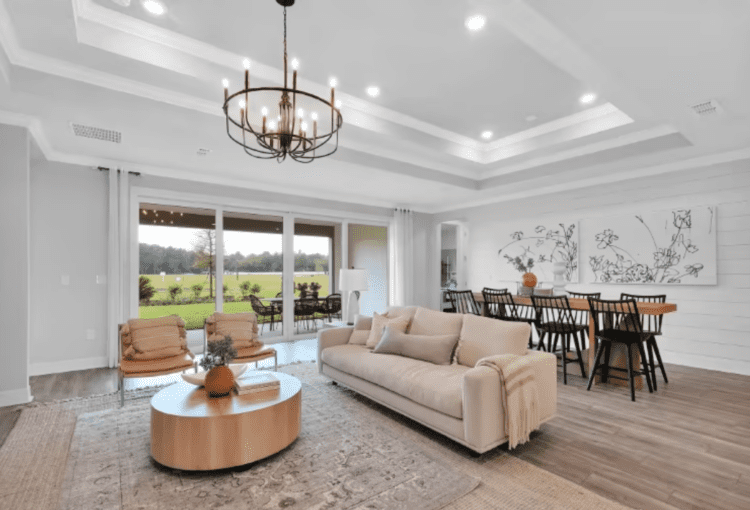 Pulte Homes Ashby model interior shot of entertainment room leading out to lanai