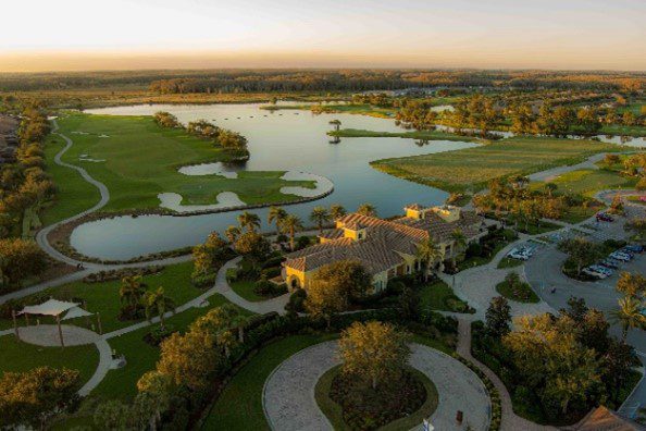 Aerial of Del Webb Naples championship golf course, Panther Run