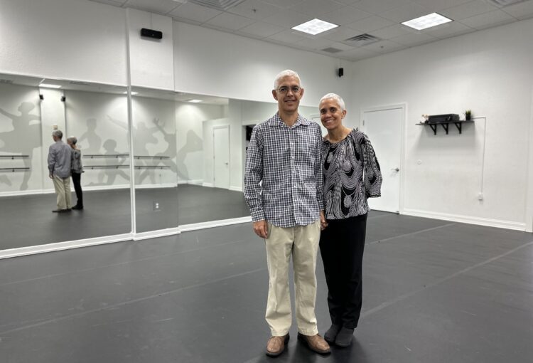 Charl and Okkie Van Wyk, owners of Ave Maria Dance Academy, as they stand in their studio