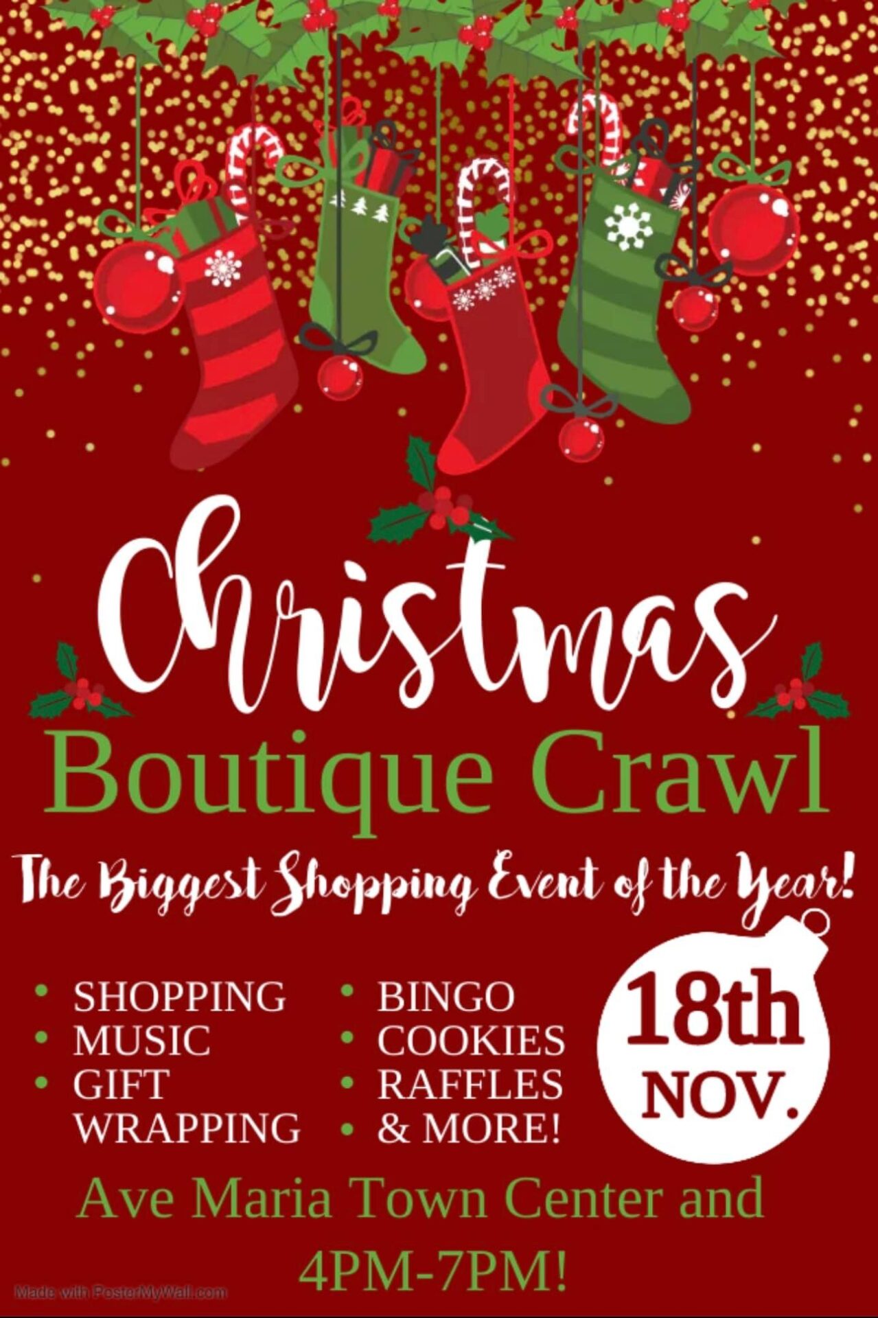 2023 Ave Maria Christmas Boutique Crawl Flyer