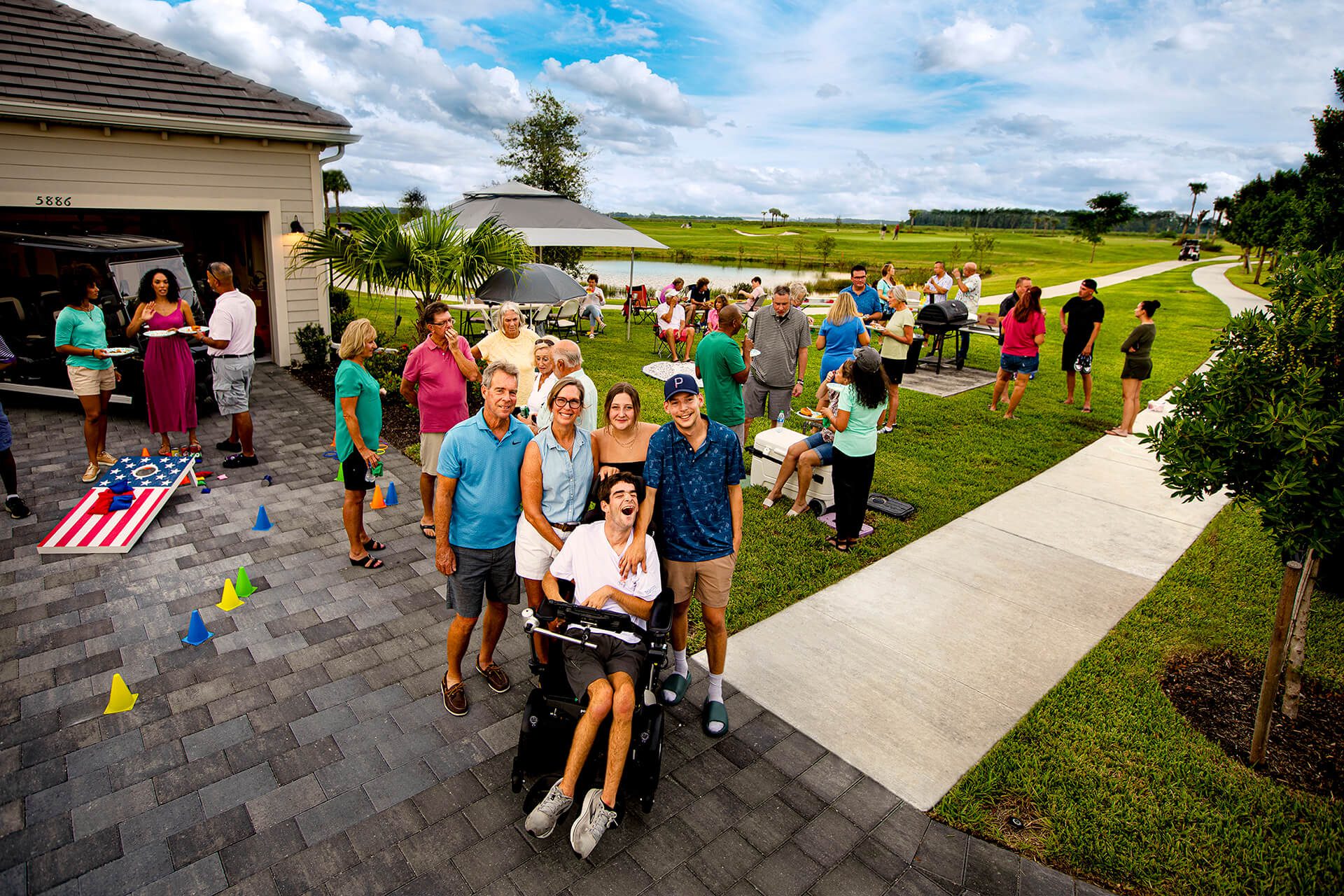 A gathering of friends and family celebrating 4th of July