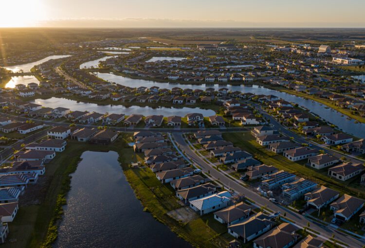 Ave Maria aerial at sunset