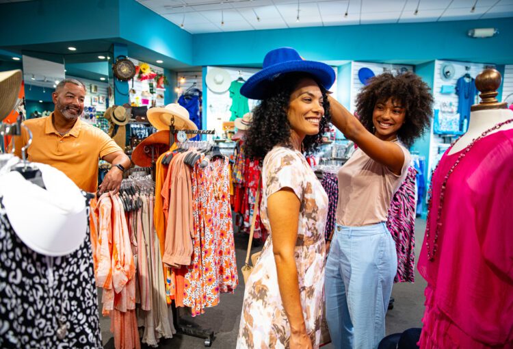 Family shops in one of the Ave Maria Town Center's boutiques.