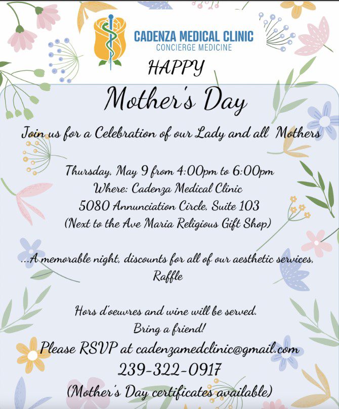 Cadenza Medical Clinic Mother's Day 2024 event flyer