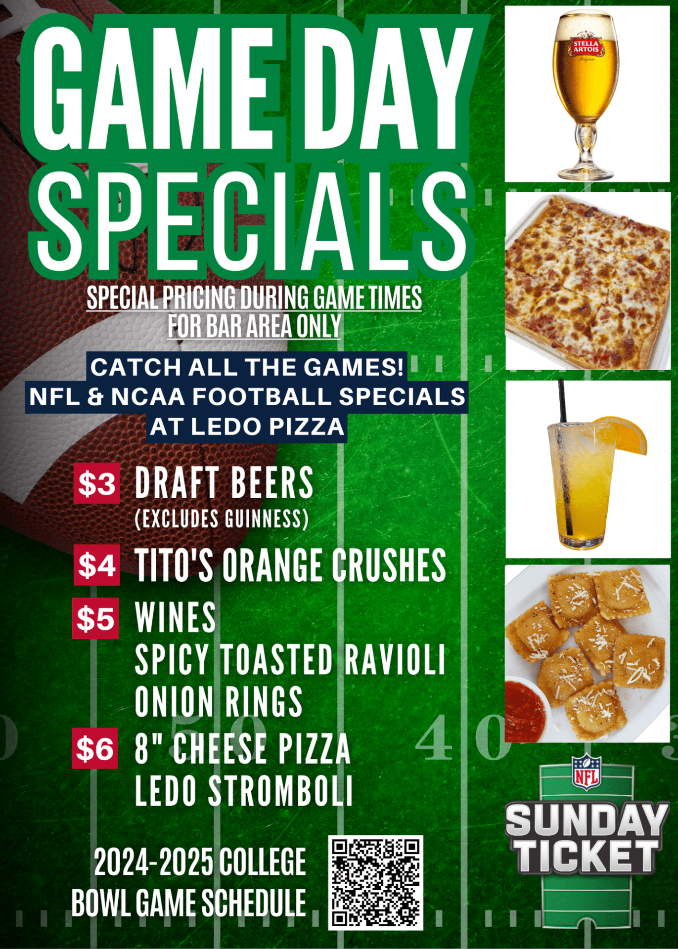 NFL Sundays at Ledo Pizza event flyer