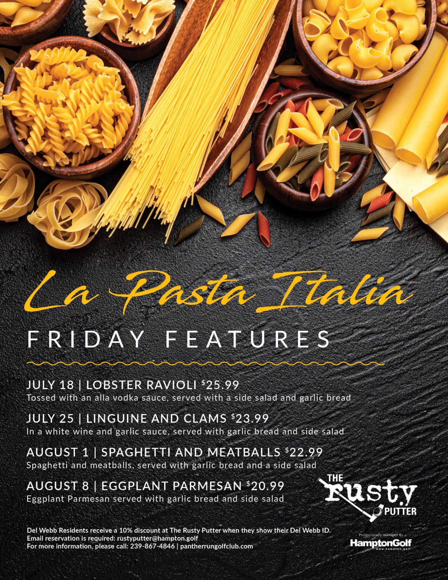 La Pasta Italian Friday Features at The Rusty Putter