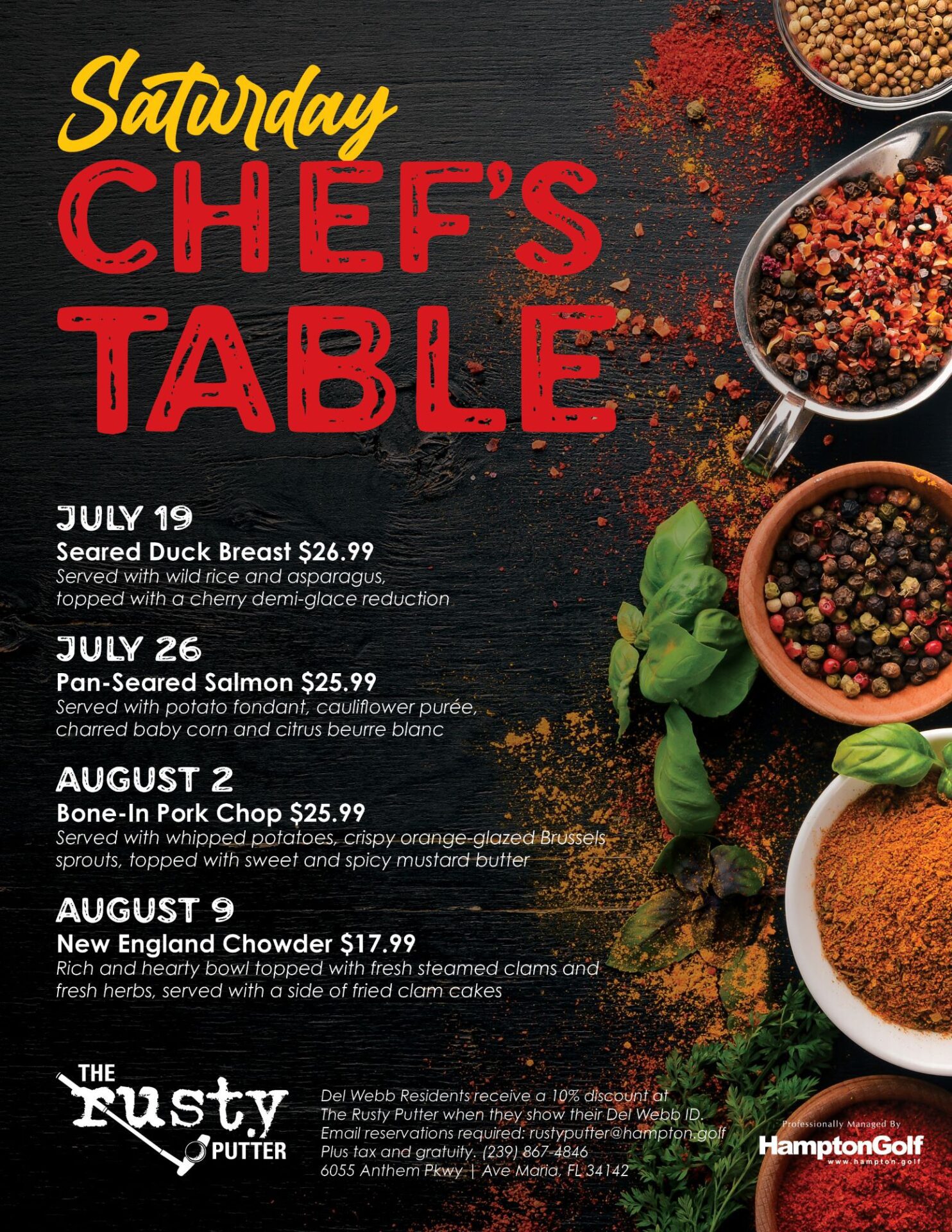 Saturday Chef's Table at The Rusty Putter