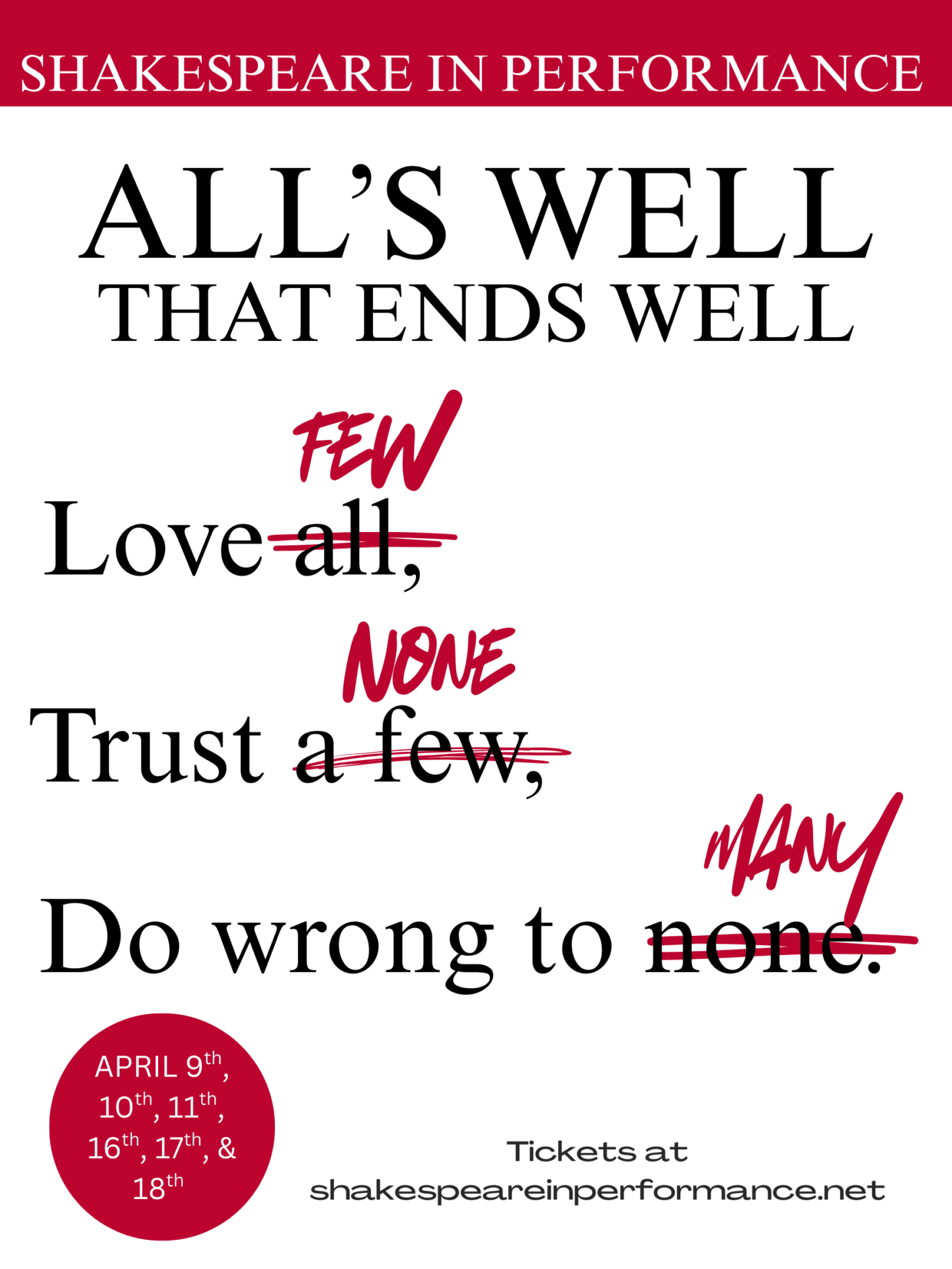 All's Well AMU Theatre Flyer